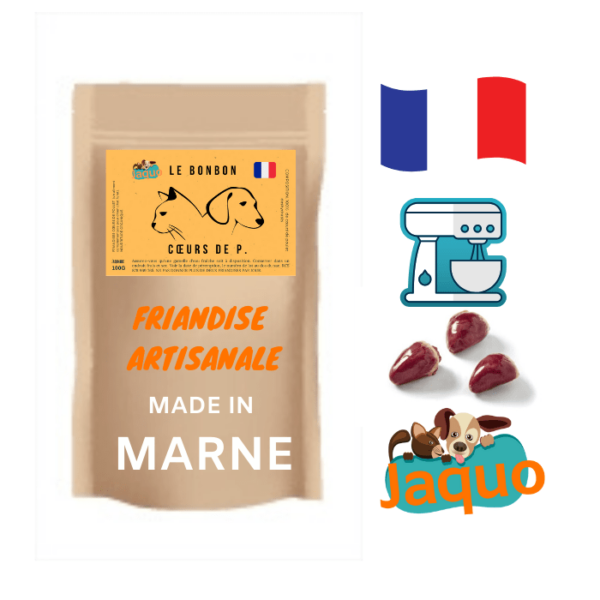 Cœurs de poulet bonbon artisanal pour chien, chat