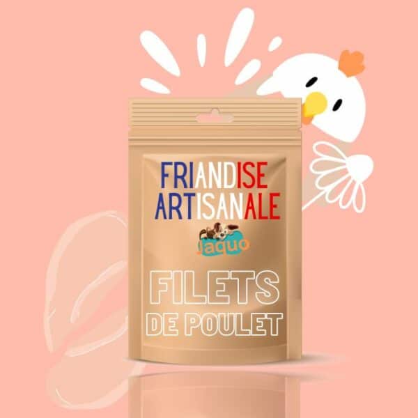 Friandise artisanale cuisinée pour chien et chat : filet de poulet