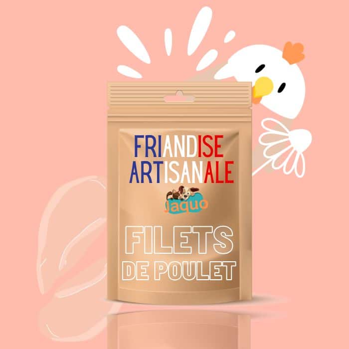 Friandise artisanale cuisinée pour chien et chat : filet de poulet