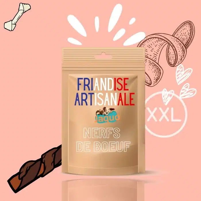 Friandise Mastication Artisanale pour chien Nerfs de Bœuf séché naturellement