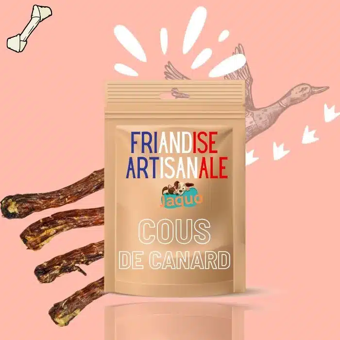 Friandise mastication artisanale pour chien cou de canard séché pour chien
