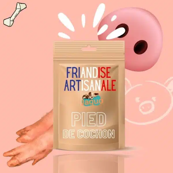 Friandise artisanale de Mastication pour chien pied de cochon séché