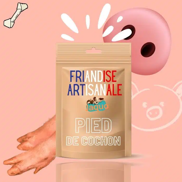 Friandise artisanale de Mastication pour chien pied de cochon séché