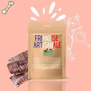 Friandise artisanale mastication Trachée de boeuf pour Chien