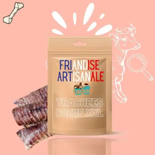 Friandise artisanale mastication Trachée de boeuf pour Chien